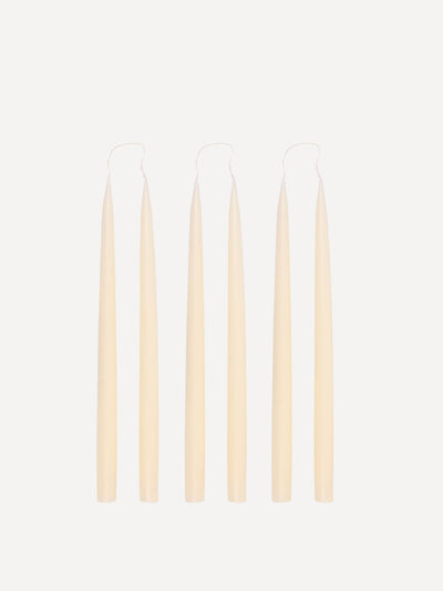 Rebecca Udall Danish taper candles in ivory (set of 6) at Collagerie