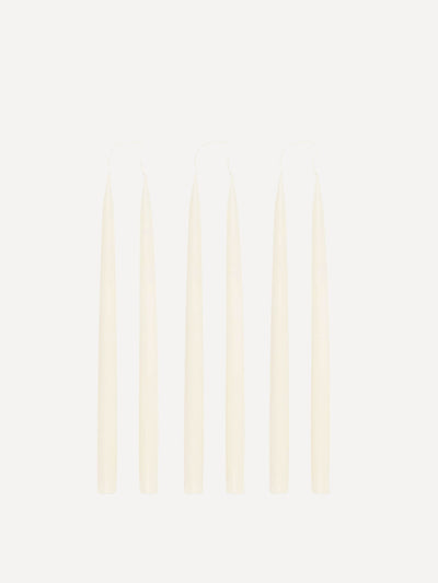 Rebecca Udall Danish taper candles in soft white (set of 6) at Collagerie