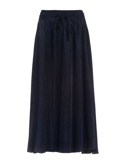 Rae Feather Navy satin Darcy midi skirt at Collagerie