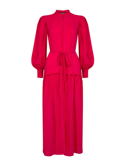 Beulah London Berry pink Darsha shirt dress at Collagerie
