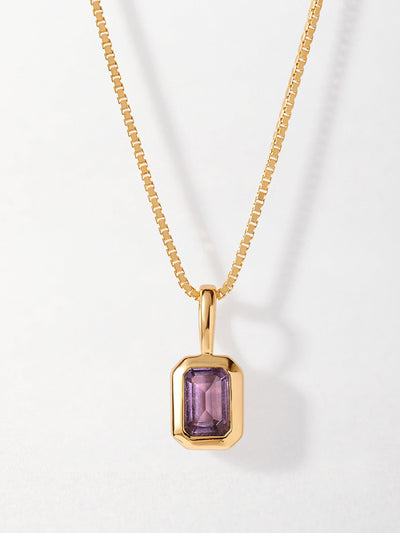 Edge of Ember Deco amethyst February birthstone necklace at Collagerie