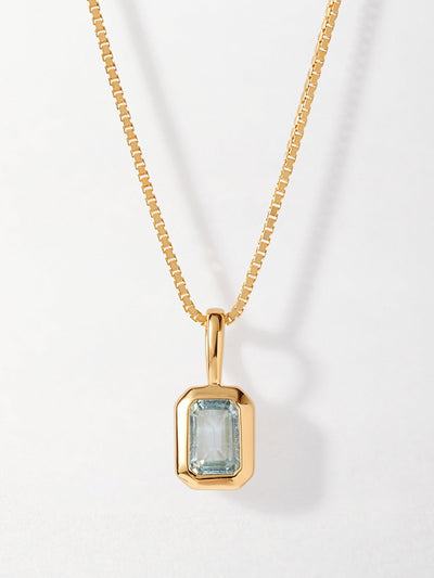 Edge of Ember Deco blue topaz December birthstone necklace at Collagerie