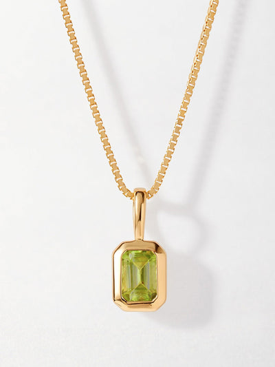 Edge of Ember Deco peridot August birthstone necklace at Collagerie