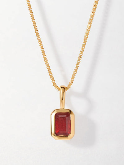 Edge of Ember Deco ruby July birthstone necklace at Collagerie