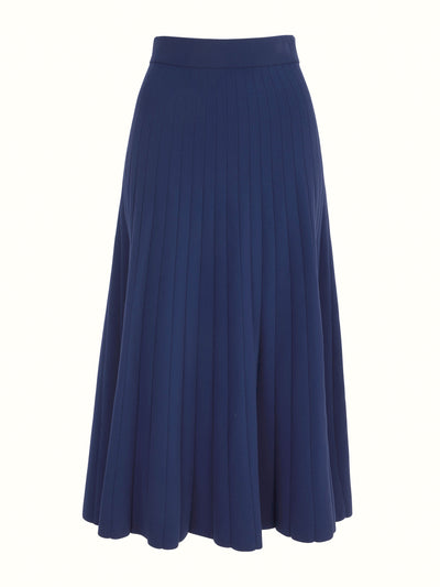 Emilia Wickstead Delphi navy knit skirt at Collagerie