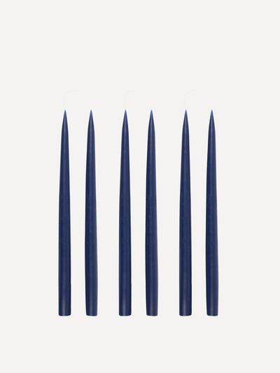 Rebecca Udall Danish taper candles in denim blue (set of 6) at Collagerie