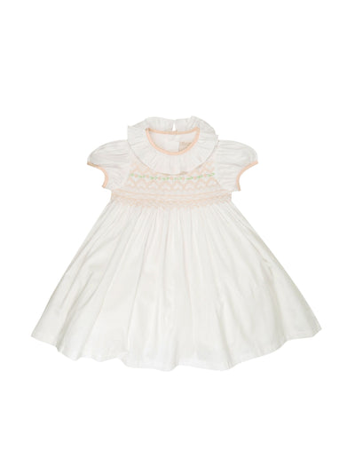 Smock London Diana special occasion dress with seashell hand smocking at Collagerie