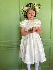 Diana special occasion dress with seashell hand smocking