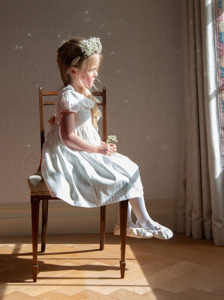 Diana special occasion dress with seashell hand smocking  Smock London    - Collagerie