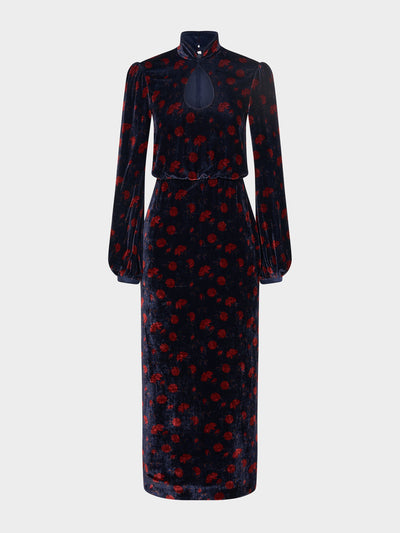 Saloni Domino dress in rose petal navy at Collagerie