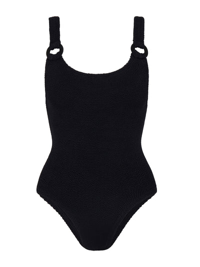 Hunza G Black domino swim with tonal hoops at Collagerie