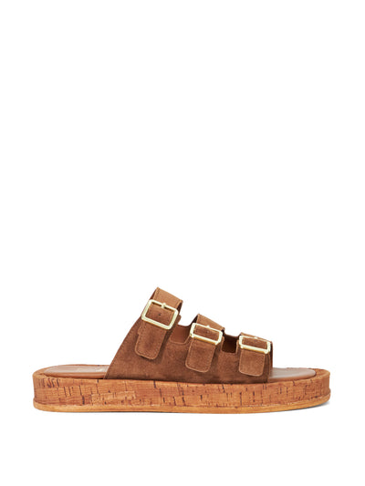 Dune Lures patent leather cork sole sandals at Collagerie