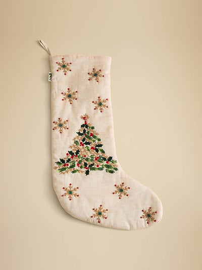 Dunelm Beaded tree Christmas stocking at Collagerie