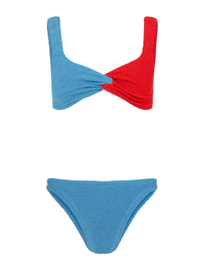 Hunza G Sky blue and red Duo Chelsea bikini at Collagerie