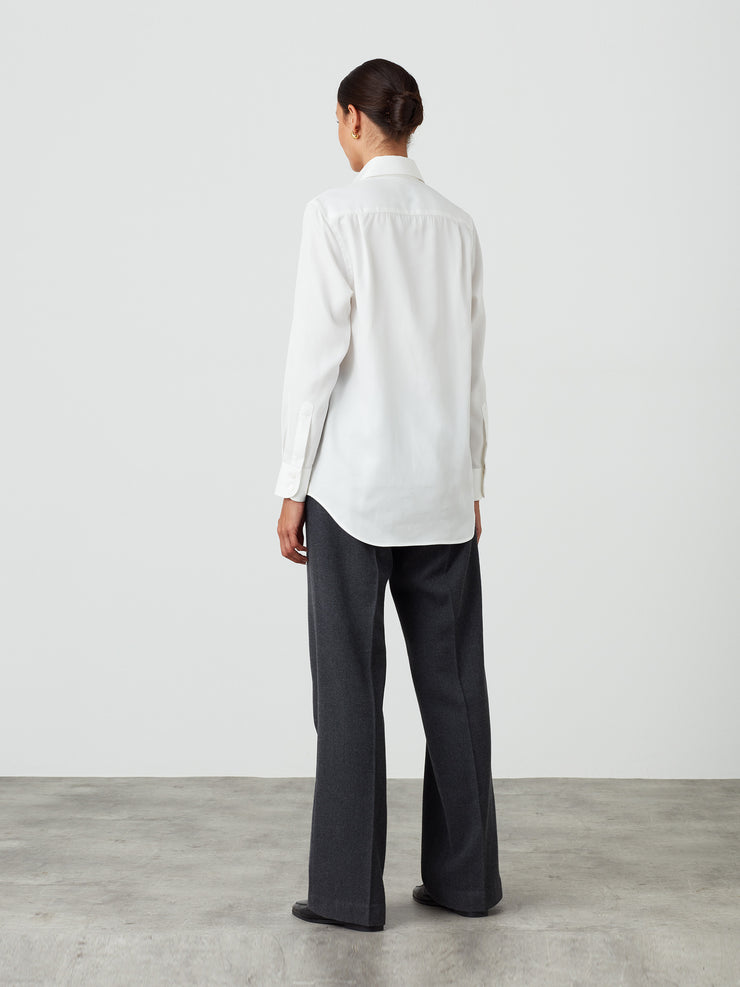 White tencel Boyfriend shirt Shirts With Nothing Underneath    - Collagerie