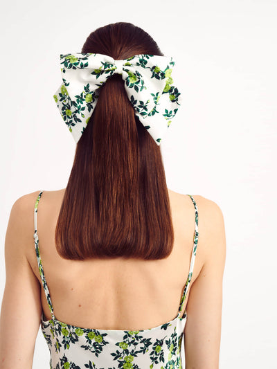 Emilia Wickstead Chartreuse rose print Mayfair bow at Collagerie