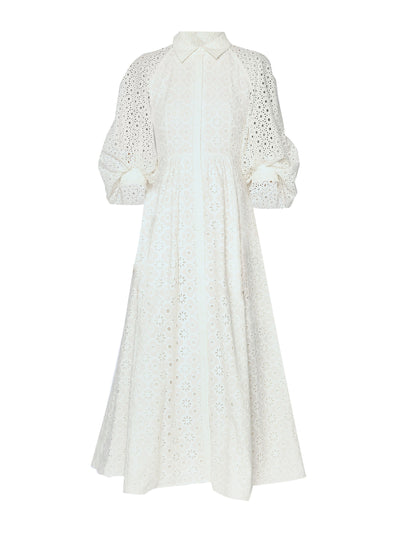 Huishan Zhang White embroidered cotton Pat dress at Collagerie