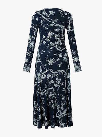 Erdem Indigo Ophelia vine print dress with drawstring detail at Collagerie