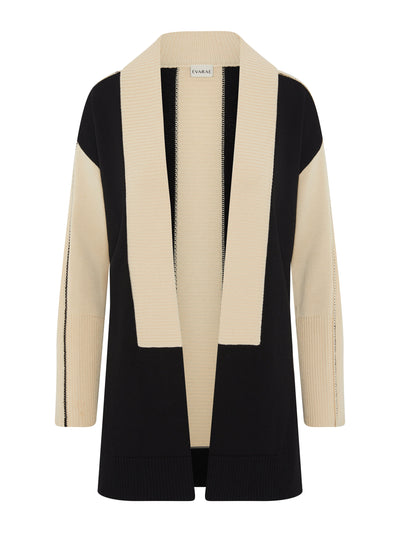 Evarae Faye knitted cardigan in black and ivory at Collagerie