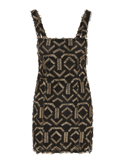 Evarae Kiki dress in geo fringe black at Collagerie