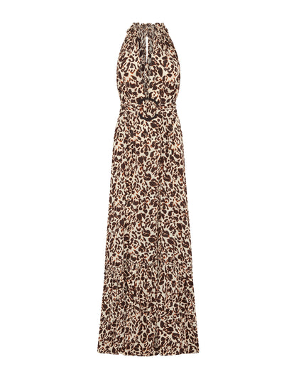 Evarae Melody dress in crepe de chine milo leopard at Collagerie