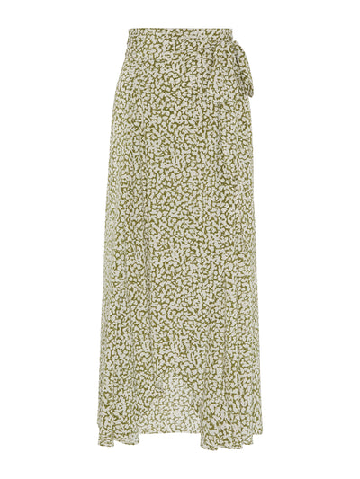 Evarae Milu skirt in crepe de chine ditsy green at Collagerie