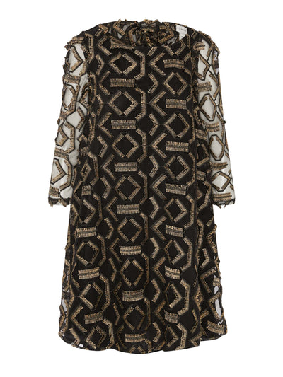 Evarae Belamy dress in geo fringe black at Collagerie