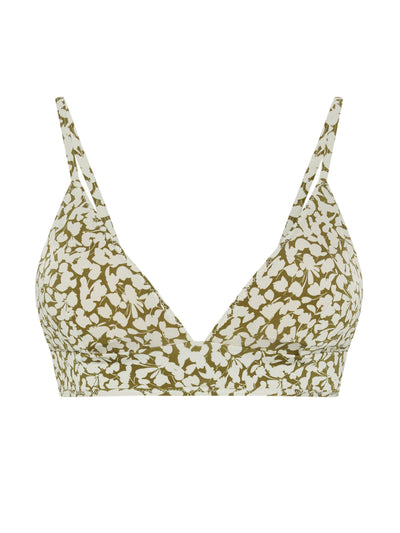 Evarae Sabine bikini top in ditsy green at Collagerie