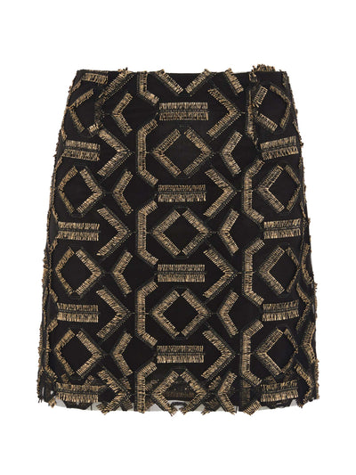 Evarae Uma skirt in geo fringe black at Collagerie