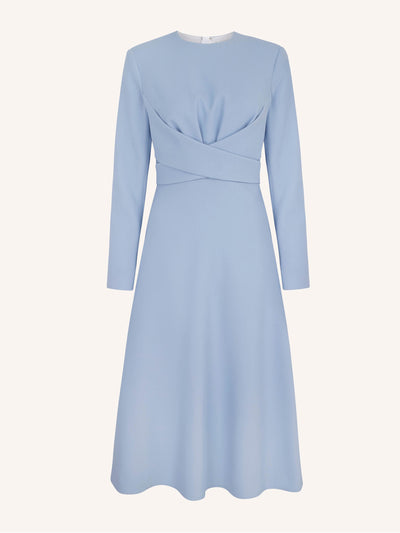 Emilia Wickstead Elta baby-blue wrap-effect double crepe dress at Collagerie