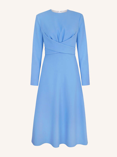 Emilia Wickstead Elta celestial blue double crepe dress at Collagerie