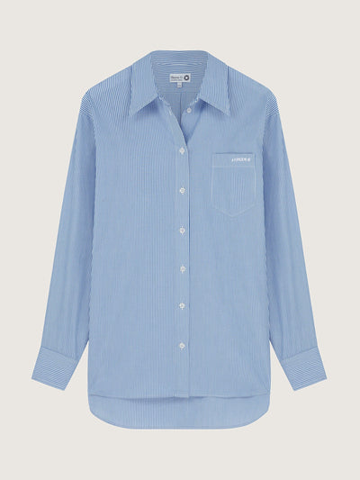 Hunza G Blue stripe embroidered oversized shirt at Collagerie