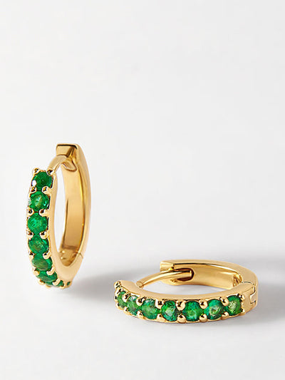 Edge of Ember Emerald pavé huggie earrings at Collagerie