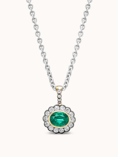 Marlo Laz Alexandra charm necklace in emerald at Collagerie