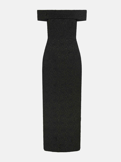 Emilia Wickstead Sima black seersucker cloque dress at Collagerie