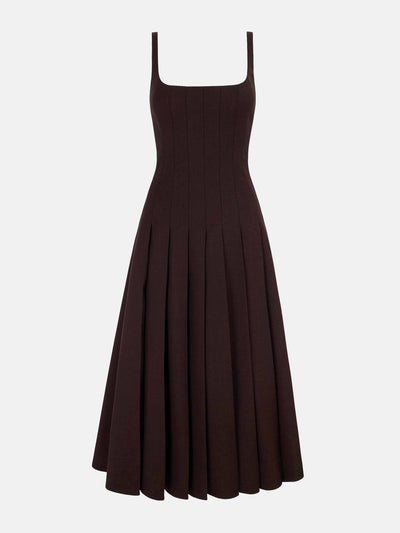 Emilia Wickstead Adele dress in brown merino wool at Collagerie