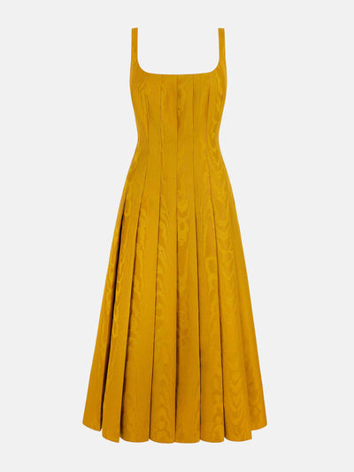 Emilia Wickstead Ochre moire mikado Adele dress at Collagerie