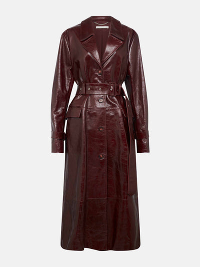 Emilia Wickstead Brady trench coat in oxblood leather at Collagerie