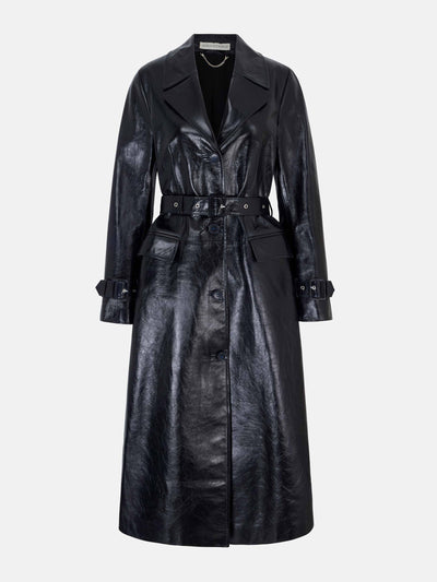 Emilia Wickstead Brady trench coat in navy leather at Collagerie