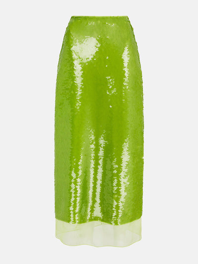 Emilia Wickstead Green jelly sequins Kazu skirt at Collagerie