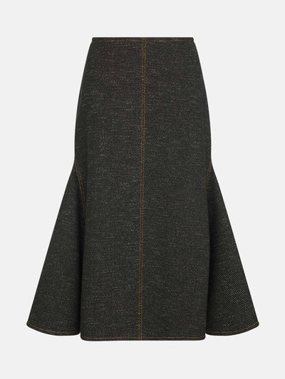 Emilia Wickstead Black and brown Queenie denim skirt at Collagerie