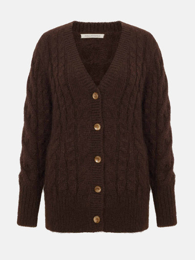 Emilia Wickstead Chocolate mohair Ross cardigan at Collagerie