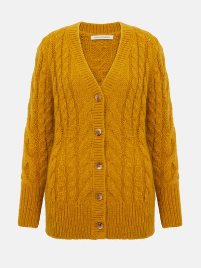 Emilia Wickstead Mustard mohair Ross cardigan at Collagerie