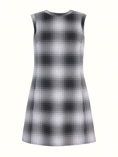 Emilia Wickstead Emmy dress in black and white checked cloque at Collagerie