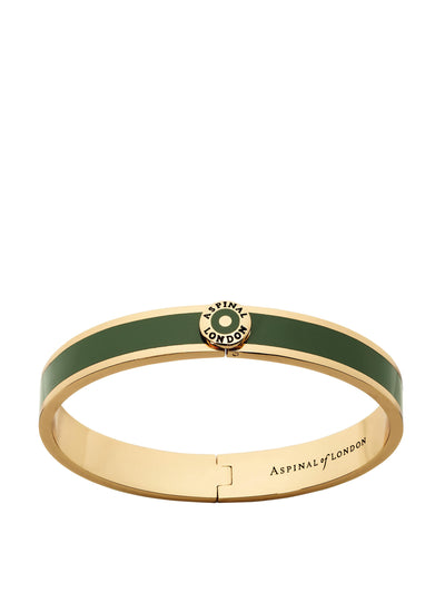 Aspinal Of London Enamel bangle in green at Collagerie