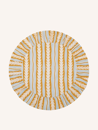 Balu London Ochre and blue English oak linen placemat at Collagerie