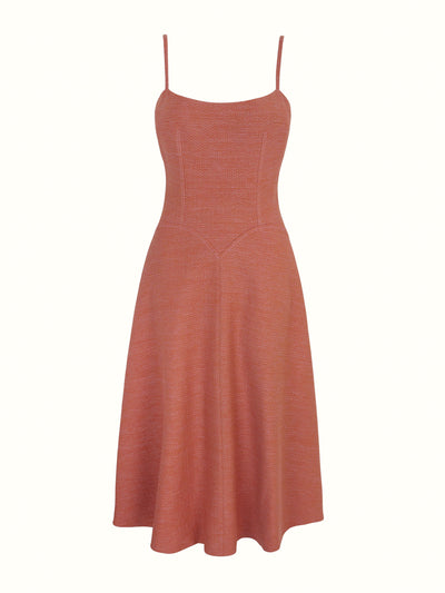 Emilia Wickstead Esha dress in rose and tan chevron weave at Collagerie