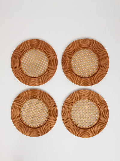 Maison Margaux Brown Rattan charger plates, set of 4 at Collagerie