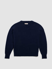 Navy Geelong wool Balla slouch v-neck