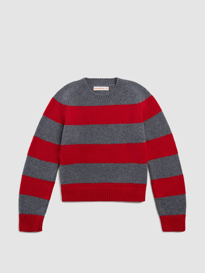 &Daughter Red and grey Geelong wool Clona striped crewneck at Collagerie